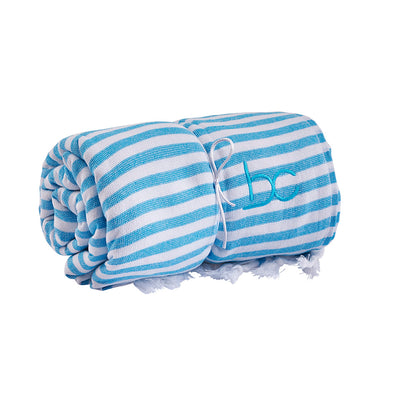 funky terry towel - aqua stripe